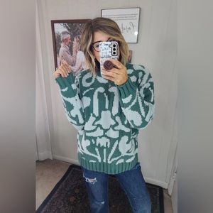 NWT oversized Thick green abstract sweater